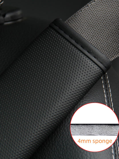 MEIKAXIU 1pc Comfortable Breathable PU Perforated Leather Car Seat Belt Shoulder Pad Decor,Car Accessories
