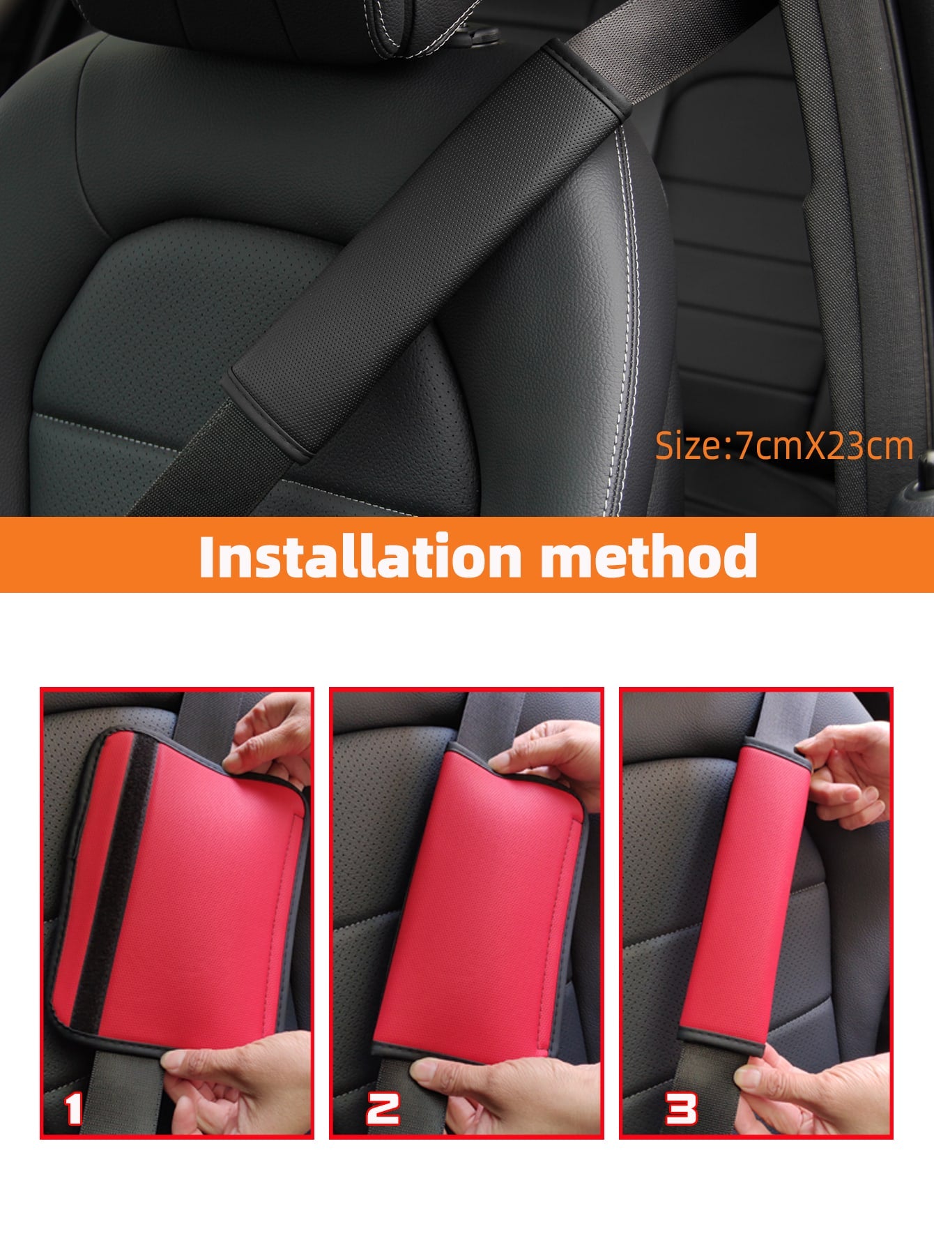 MEIKAXIU 1pc Comfortable Breathable PU Perforated Leather Car Seat Belt Shoulder Pad Decor,Car Accessories