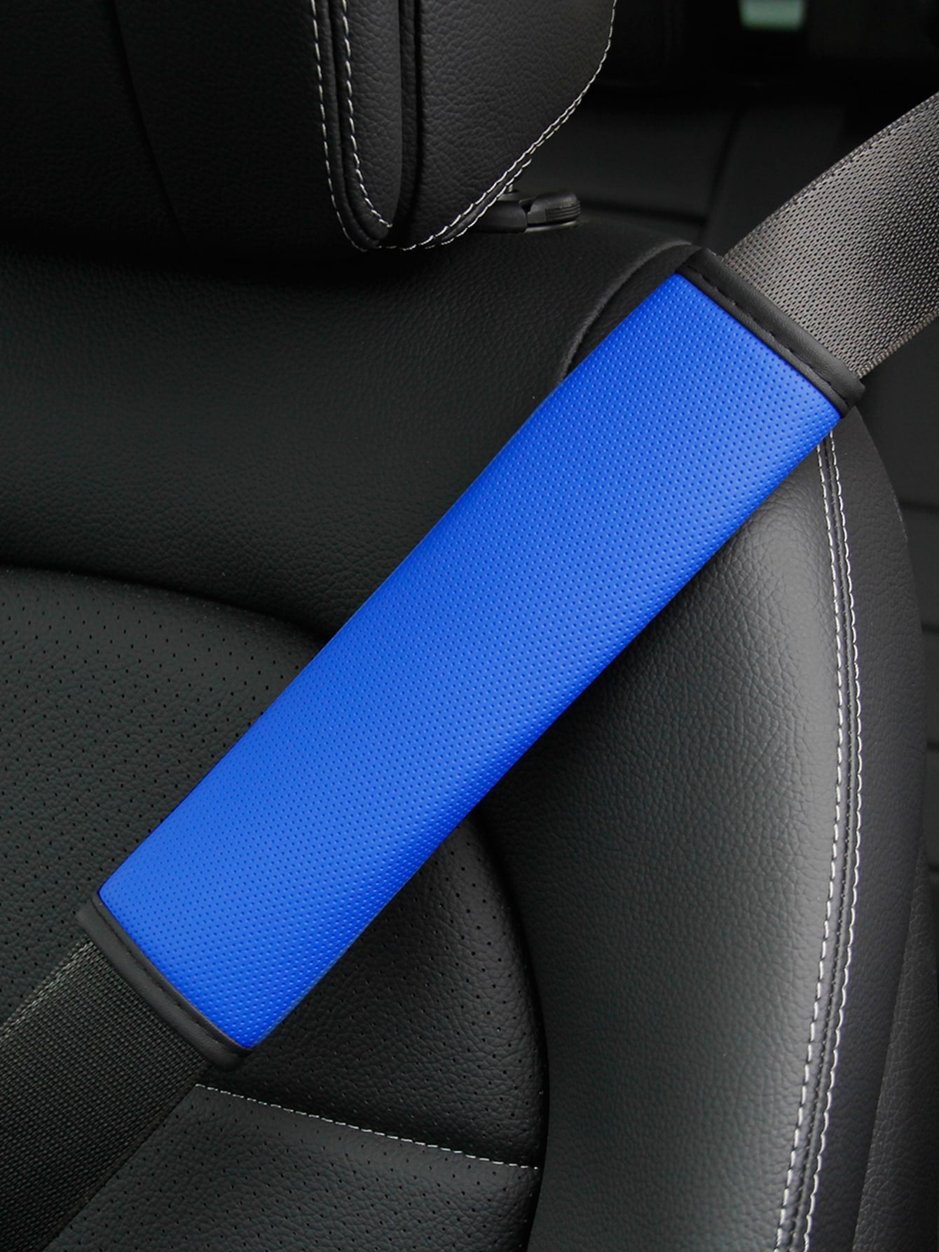 MEIKAXIU 1pc Comfortable Breathable PU Perforated Leather Car Seat Belt Shoulder Pad Decor,Car Accessories