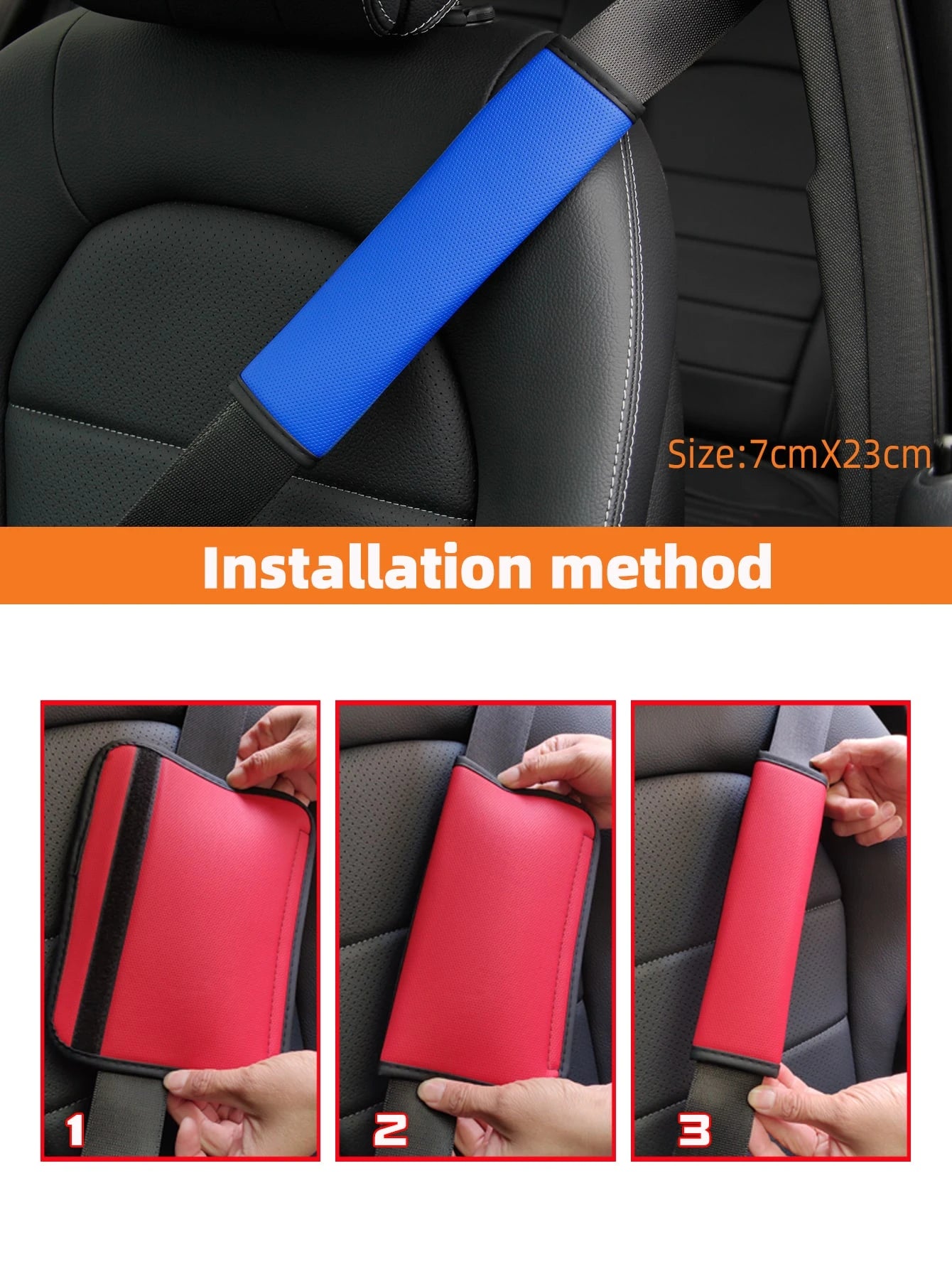 MEIKAXIU 1pc Comfortable Breathable PU Perforated Leather Car Seat Belt Shoulder Pad Decor,Car Accessories