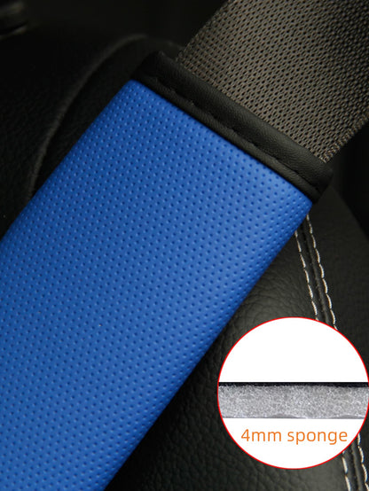 MEIKAXIU 1pc Comfortable Breathable PU Perforated Leather Car Seat Belt Shoulder Pad Decor,Car Accessories