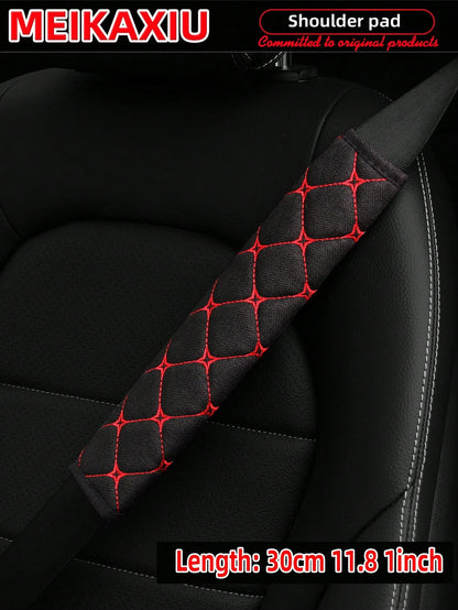 MEIKAXIU 1pc Embroidered Fabric Air Permeable Extra Long Car Seat Belt Cover Protector Pad, 50cm/19.69 Inches, Auto Accessories