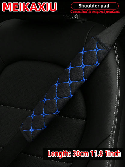 MEIKAXIU 1pc Embroidered Fabric Air Permeable Extra Long Car Seat Belt Cover Protector Pad, 50cm/19.69 Inches, Auto Accessories