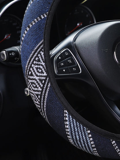 MEIKAXIU Geometric Pattern Breathable Car Steering Wheel Cover