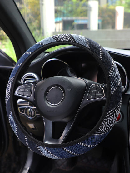 MEIKAXIU Geometric Pattern Breathable Car Steering Wheel Cover