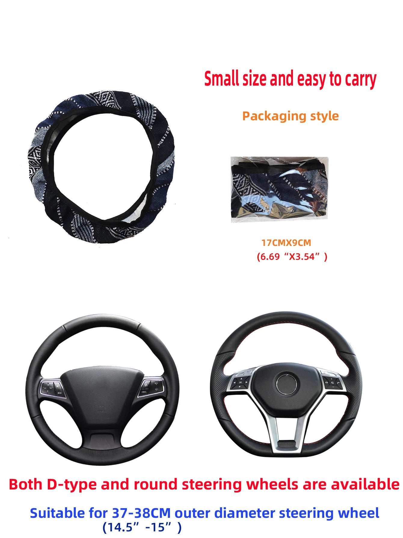 MEIKAXIU Geometric Pattern Breathable Car Steering Wheel Cover