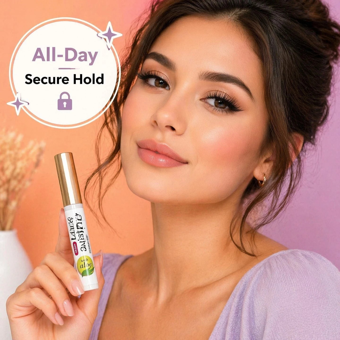 meilchily Hypoallergenic Clear Eyelash Adhesive Glue Infused With Aloe, Formaldehyde & Latex Free Waterproof 24 Hours Hold Brush-On Strip Lash Glue For Sensitive Skin 5g
