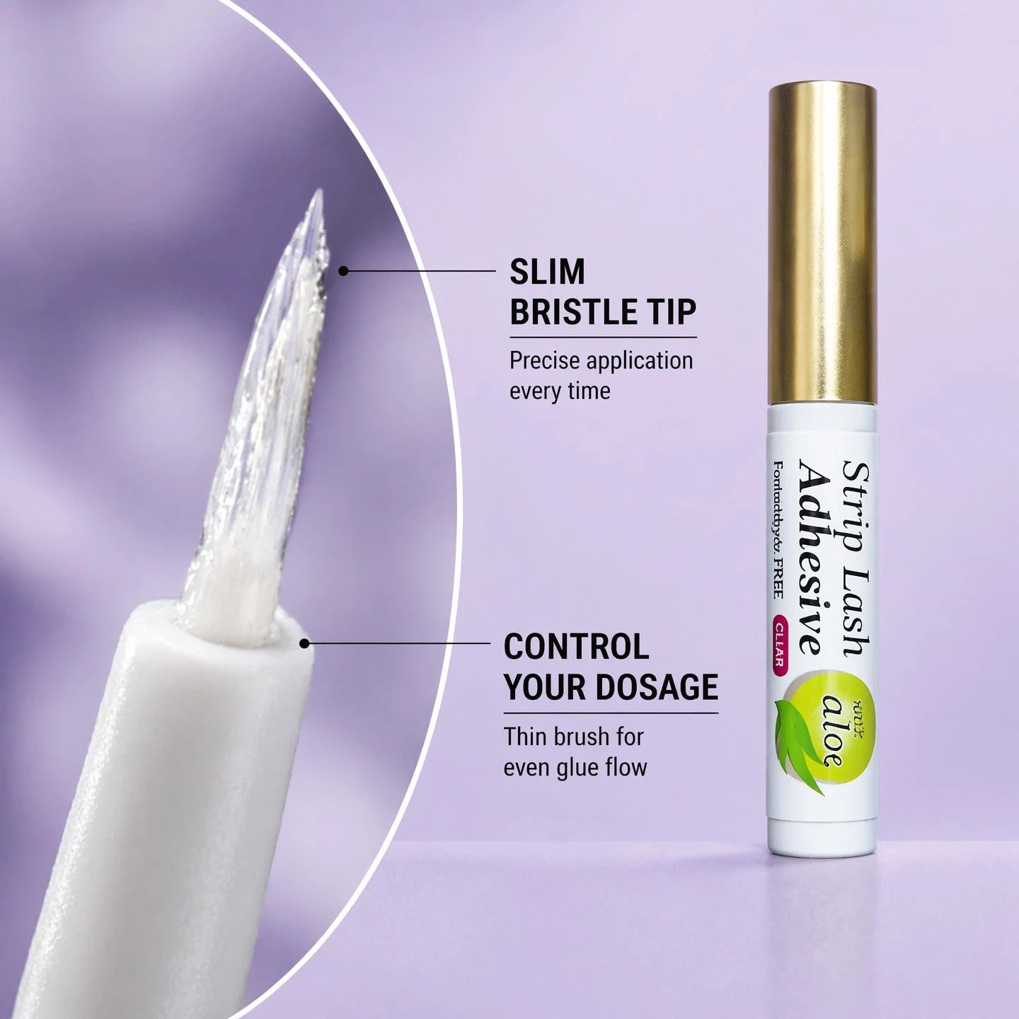 meilchily Hypoallergenic Clear Eyelash Adhesive Glue Infused With Aloe, Formaldehyde & Latex Free Waterproof 24 Hours Hold Brush-On Strip Lash Glue For Sensitive Skin 5g