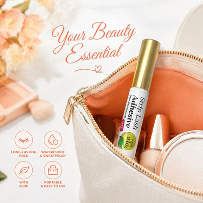 meilchily Hypoallergenic Clear Eyelash Adhesive Glue Infused With Aloe, Formaldehyde & Latex Free Waterproof 24 Hours Hold Brush-On Strip Lash Glue For Sensitive Skin 5g