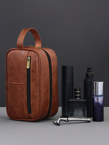 Men's Business Travel Portable Clutch Bag, PU Men's Toiletry Bag With Wet And Dry Separation, Zoned Storage, High-Quality Large Capacity Pillow Bag, Retro Storage Bag Men's Gifts Vintage Valentine's D