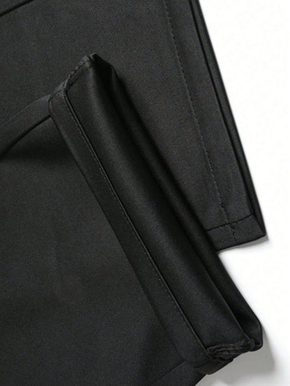 Men's Classic Design Dress Pants, Solid Color Stretchy Trousers For Business Occasions, Elegant Luxurious Style Spring/Summer