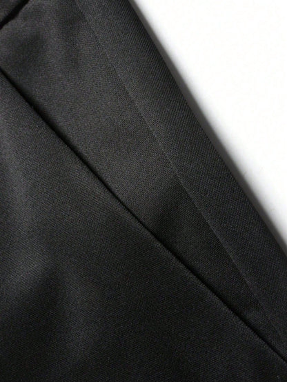 Men's Classic Design Dress Pants, Solid Color Stretchy Trousers For Business Occasions, Elegant Luxurious Style Spring/Summer