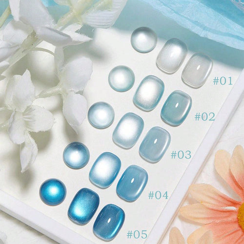 MIANEL GEL 10ml 2026 New Iceland Summer Gel Nail Polish, Clear Fresh Cat Eye Nail Art, Icy Sparkling Glass Bead Cat Eye, Summer Limited Ocean Blue, Salon-Grade DIY Nail Art, LED Curing