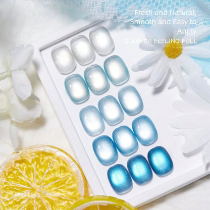 MIANEL GEL 10ml 2026 New Iceland Summer Gel Nail Polish, Clear Fresh Cat Eye Nail Art, Icy Sparkling Glass Bead Cat Eye, Summer Limited Ocean Blue, Salon-Grade DIY Nail Art, LED Curing