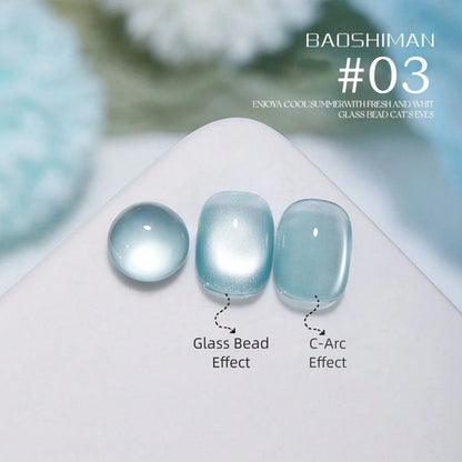 MIANEL GEL 10ml 2026 New Iceland Summer Gel Nail Polish, Clear Fresh Cat Eye Nail Art, Icy Sparkling Glass Bead Cat Eye, Summer Limited Ocean Blue, Salon-Grade DIY Nail Art, LED Curing
