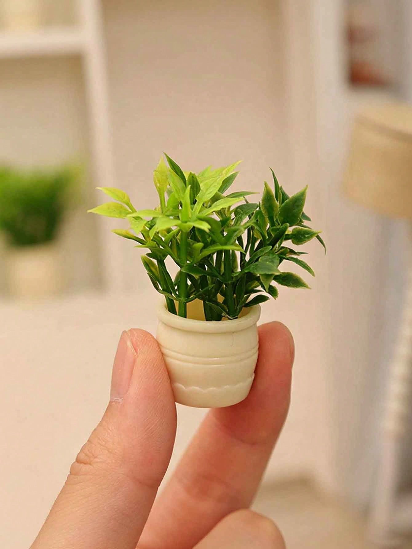 Mini Artificial Green Plant Car Dashboard Ornament, Small Potted Plant Car Interior Decor, Fresh Healing Fake Plant Minimalist Car Decoration