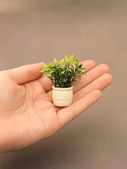 Mini Artificial Green Plant Car Dashboard Ornament, Small Potted Plant Car Interior Decor, Fresh Healing Fake Plant Minimalist Car Decoration