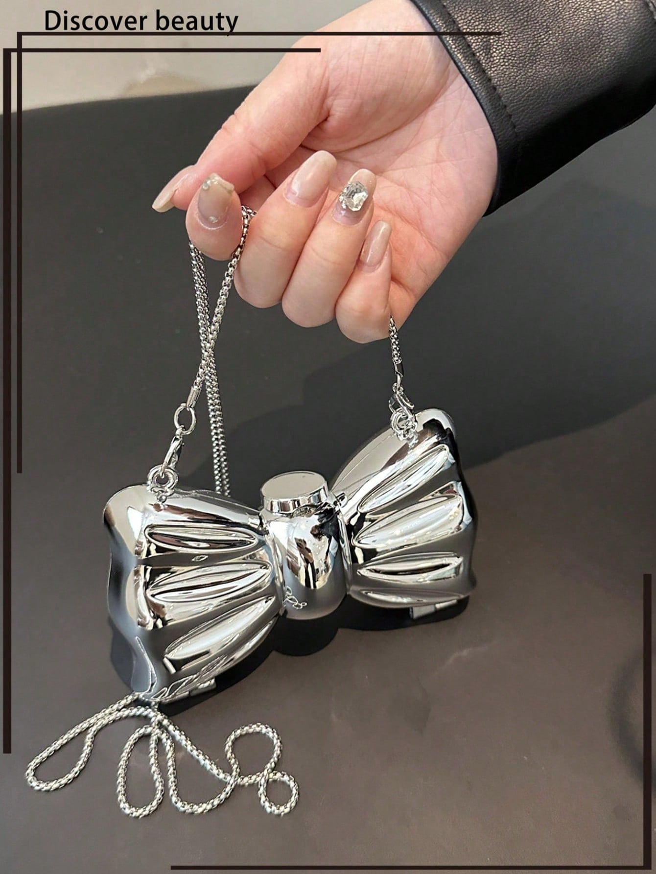 Mini Bowknot Mini Evening Bag, Small Personalized Fashion Chain Lipstick Bag For Women, Suitable For Valentine's Day, Party, Date, Decorative Shoulder Crossbody Bag, Coin Purse, Silver, Gold Earphone