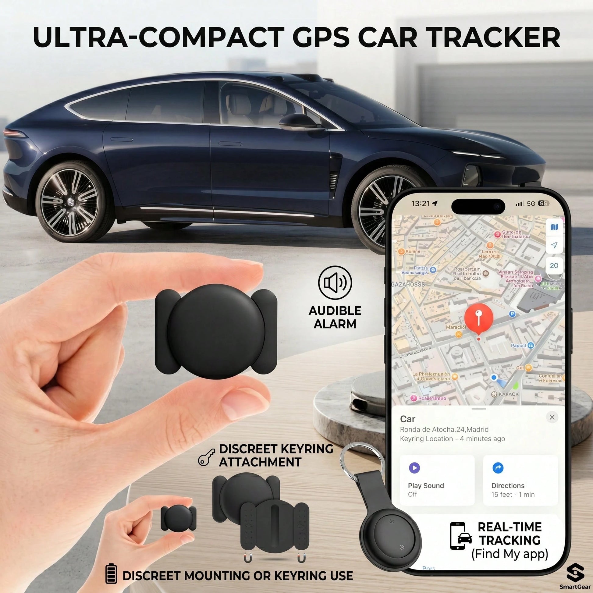 Mini GPS Tracker, 1 Count Car GPS Tracker With Weatherproof Magnetic Case, Batteries Powered Hidden Car Tracking Device