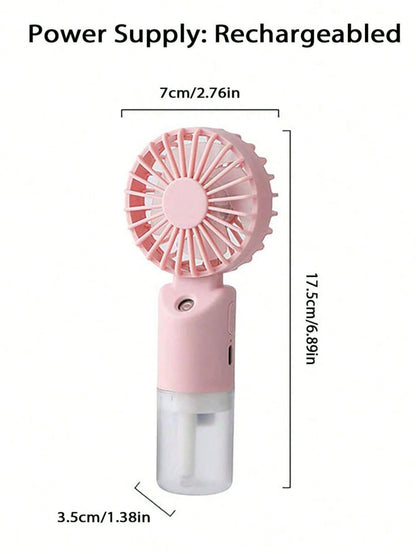 Mini Handheld Mist Fan, Portable Electric Fan, 2-Speed Adjustable, Desktop Fan For Summer, Humidifying & Cooling, Suitable For Indoor/Outdoor Camping, Student Rechargeable Fan, With 500mAh Long-Lastin