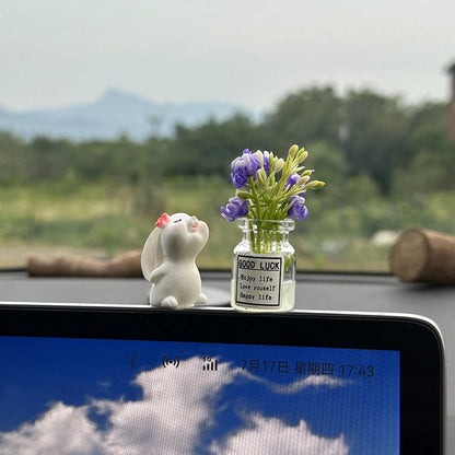 [Mini Resin Vase] Cute Resin Mini Butterfly Rabbit Vase| Dashboard & Console Decoration For Vehicle Interior Accessories| Desk Ornament