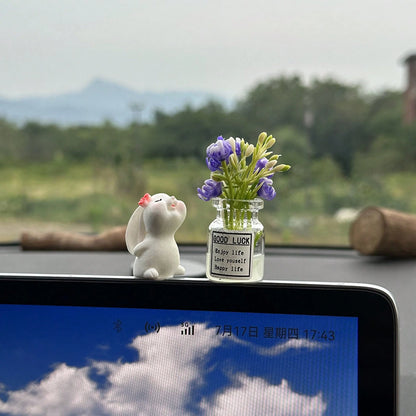 [Mini Resin Vase] Cute Resin Mini Butterfly Rabbit Vase| Dashboard & Console Decoration For Vehicle Interior Accessories| Desk Ornament