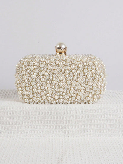 Mini Reversible Faux Pearl Beaded Clutch Bag Handbag With Shoulder Strap, Party Bags,Bride, Wedding Items