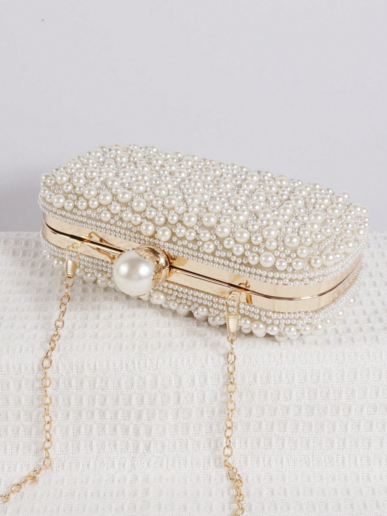 Mini Reversible Faux Pearl Beaded Clutch Bag Handbag With Shoulder Strap, Party Bags,Bride, Wedding Items