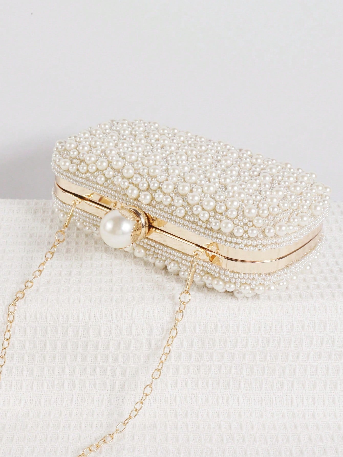 Mini Reversible Faux Pearl Beaded Clutch Bag Handbag With Shoulder Strap, Party Bags,Bride, Wedding Items