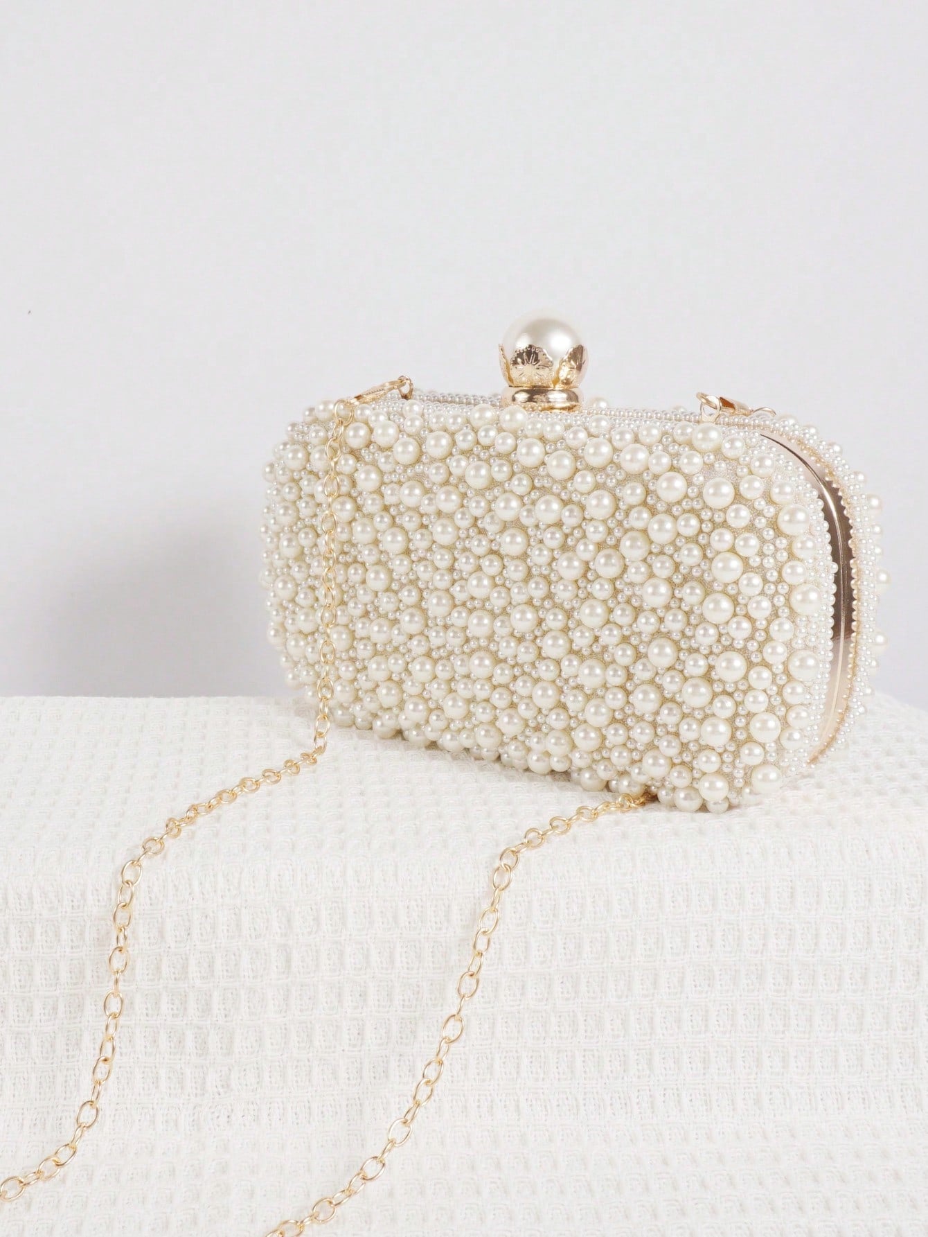 Mini Reversible Faux Pearl Beaded Clutch Bag Handbag With Shoulder Strap, Party Bags,Bride, Wedding Items