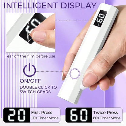 Mini Single Finger UV LED Nail Dryer With Countdown Display, Portable USB Rechargeable Curing Light For Salon And Personal Use