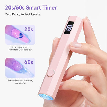 Mini Single Finger UV LED Nail Dryer With Countdown Display, Portable USB Rechargeable Curing Light For Salon And Personal Use