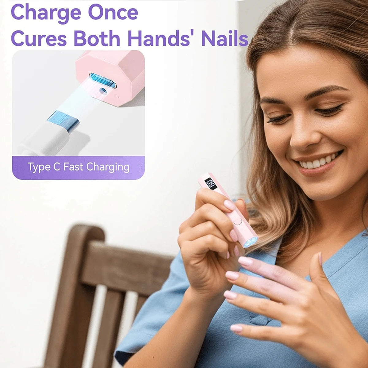 Mini Single Finger UV LED Nail Dryer With Countdown Display, Portable USB Rechargeable Curing Light For Salon And Personal Use