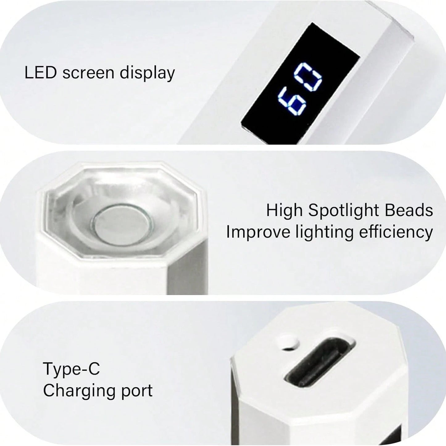 Mini Single Finger UV LED Nail Dryer With Countdown Display, Portable USB Rechargeable Curing Light For Salon And Personal Use