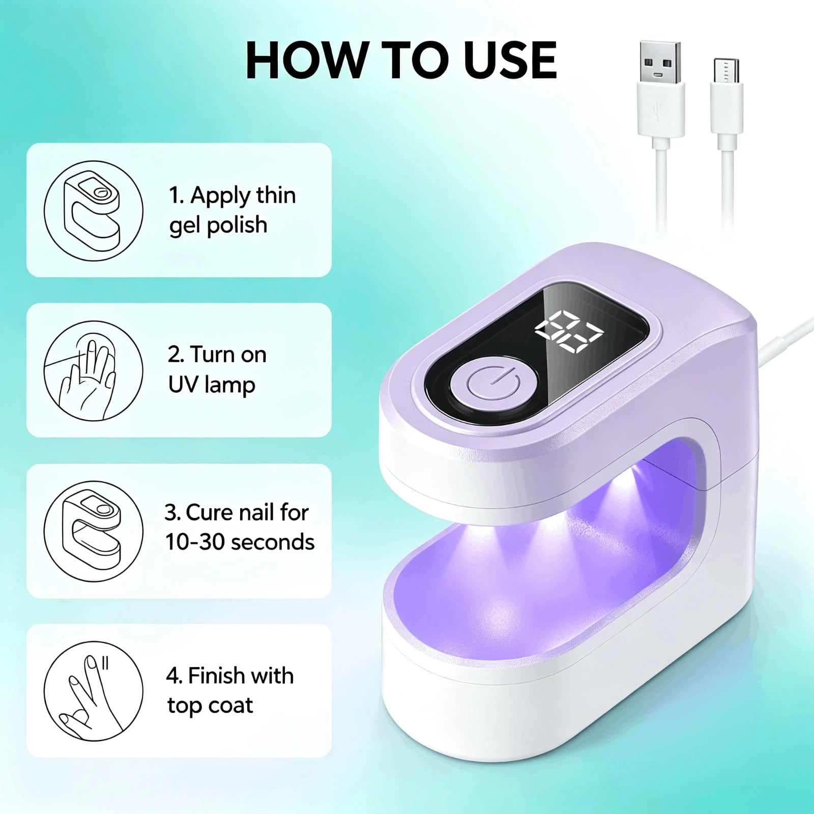 Mini UV Light For Gel Nails, Small Curing Light, Eggshell LED Nail Lamp, Fast Curing