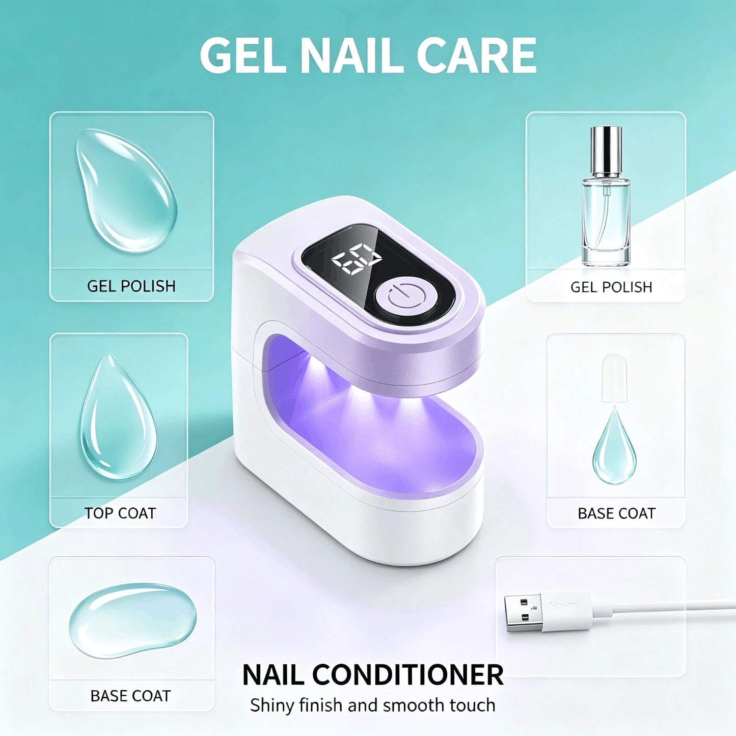 Mini UV Light For Gel Nails, Small Curing Light, Eggshell LED Nail Lamp, Fast Curing