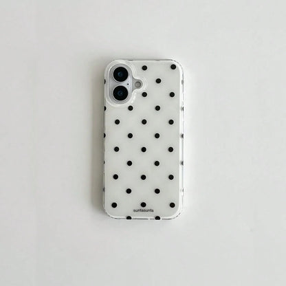 Minimalist Cute Black & White Polka Dot Pattern Fashion Phone Case, Compatible With Apple 11 To 17 Series Including Pro Max