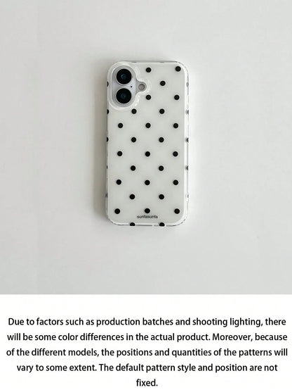Minimalist Cute Black & White Polka Dot Pattern Fashion Phone Case, Compatible With Apple 11 To 17 Series Including Pro Max