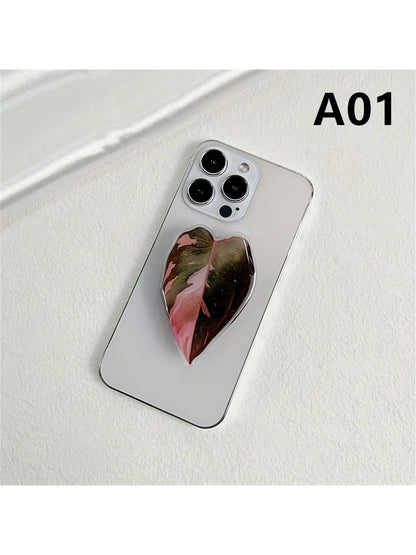Minimalist Leaf-Shaped Foldable Phone Stand- Faux Plant Design, Acrylic Material, Suitable For Desktops And Smartphones (, Android), Birthday, Family And Friend Gifts, Sliding Phone Holder, Phone Acc