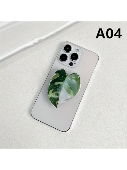 Minimalist Leaf-Shaped Foldable Phone Stand- Faux Plant Design, Acrylic Material, Suitable For Desktops And Smartphones (, Android), Birthday, Family And Friend Gifts, Sliding Phone Holder, Phone Acc