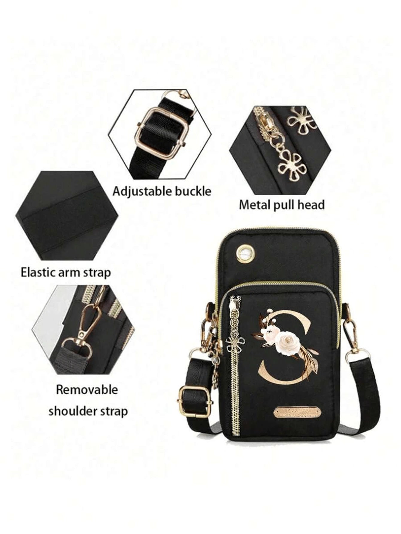 Minimalist Letter Design Mini Crossbody Bag With Phone Pocket And Wallet, Suitable For Casual Daily Use, Water-Resistant Crossbody/Shoulder/Messenger Bag, Square Bag, Ideal For Vacation, College Life
