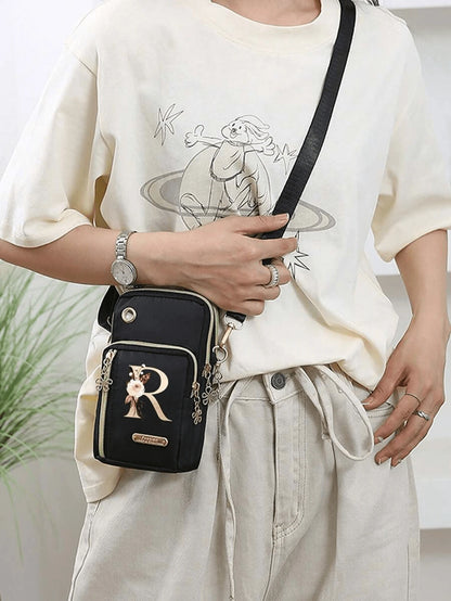 Minimalist Letter Design Mini Crossbody Bag With Phone Pocket And Wallet, Suitable For Casual Daily Use, Water-Resistant Crossbody/Shoulder/Messenger Bag, Square Bag, Ideal For Vacation, College Life