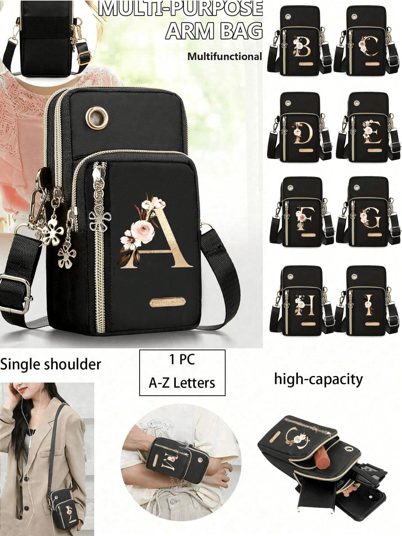 Minimalist Letter Design Mini Crossbody Bag With Phone Pocket And Wallet, Suitable For Casual Daily Use, Water-Resistant Crossbody/Shoulder/Messenger Bag, Square Bag, Ideal For Vacation, College Life