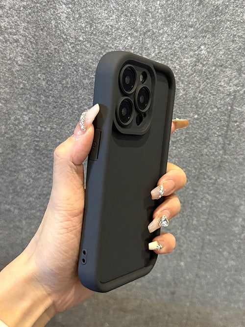 Minimalist Luxury Black Solid Color Material Shockproof Basic Phone Case Compatible With Iphone 17 Pro Max/17 Pro/17 Air/17/16 Pro Max/16/16 Pro/16 Plus/16E/15/15 Plus/15 Pro/15 Pro Max/11/12/13/14 Pr