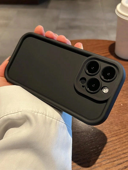 Minimalist Luxury Black Solid Color Material Shockproof Basic Phone Case Compatible With Iphone 17 Pro Max/17 Pro/17 Air/17/16 Pro Max/16/16 Pro/16 Plus/16E/15/15 Plus/15 Pro/15 Pro Max/11/12/13/14 Pr