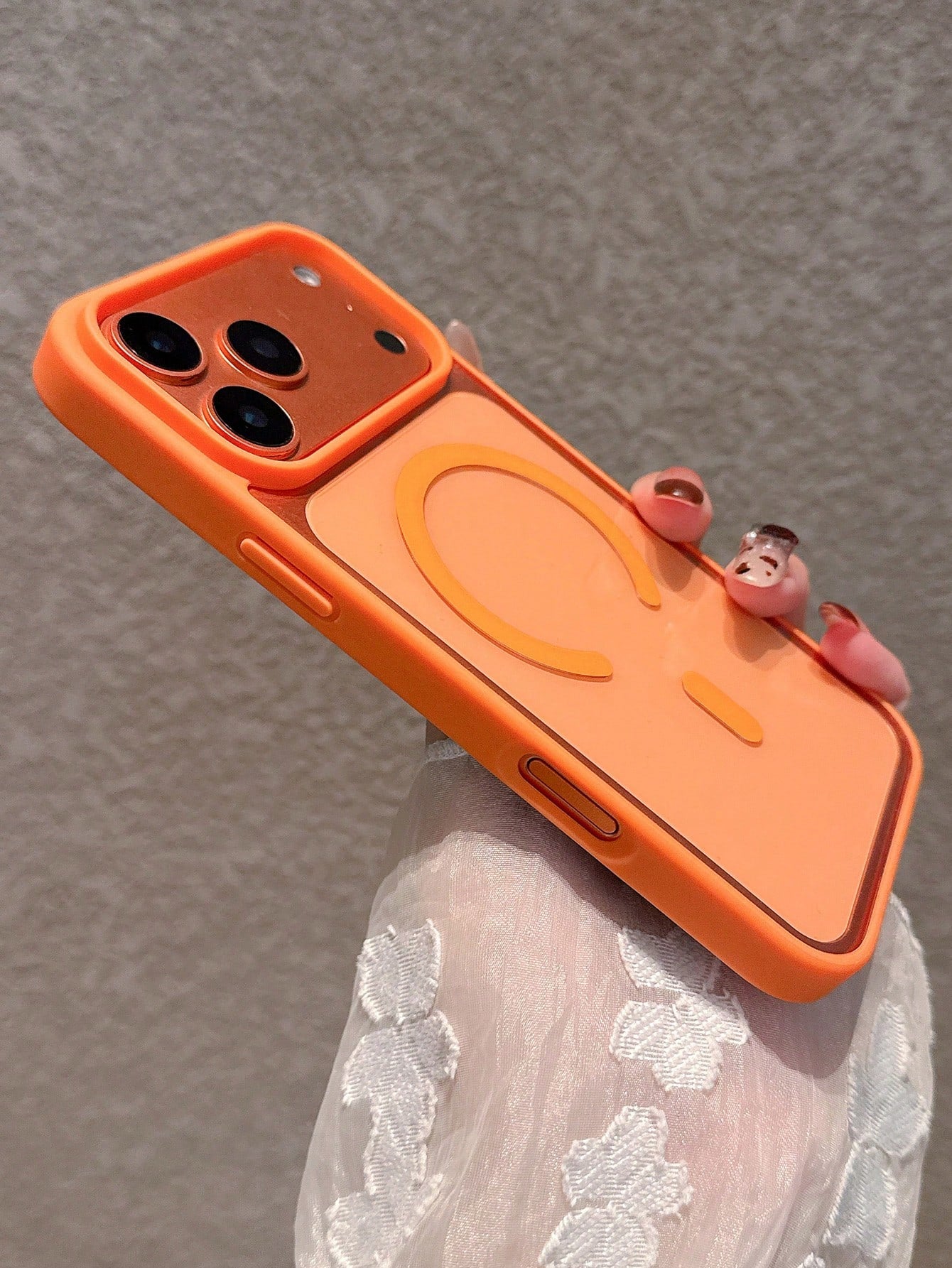 Minimalist Magnetic Thick Orange Edged Transparent Phone Case Compatible With IPhone 17 Pro Max/17 Pro/17/17 Air/16 Pro Max/16/16 Pro/16 Plus/15/15 Pro Max/15 Pro/11/12/13/14 Pro Max/11 Pro Max/12 Pro