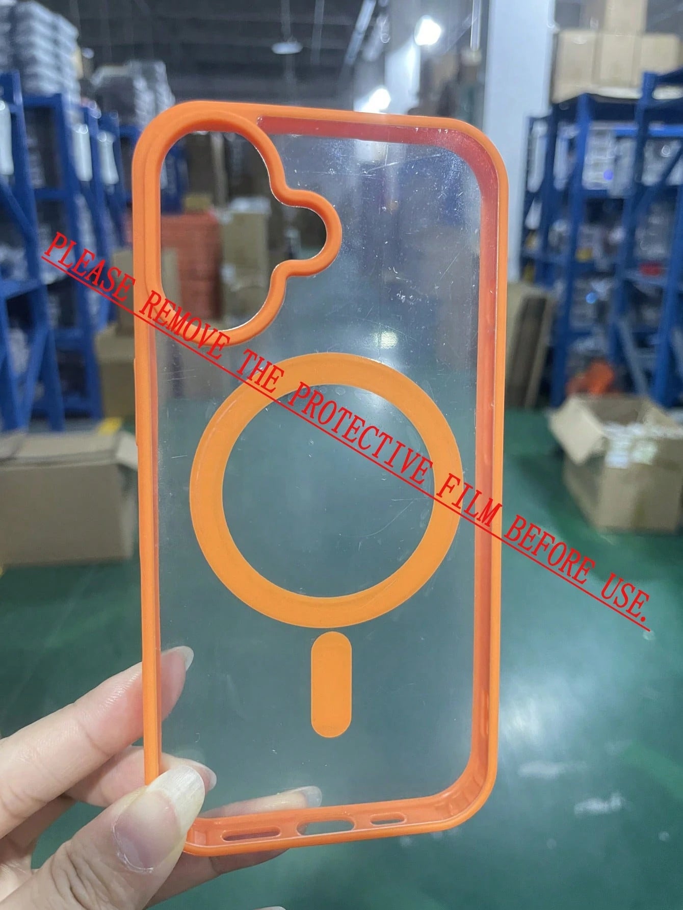 Minimalist Magnetic Thick Orange Edged Transparent Phone Case Compatible With IPhone 17 Pro Max/17 Pro/17/17 Air/16 Pro Max/16/16 Pro/16 Plus/15/15 Pro Max/15 Pro/11/12/13/14 Pro Max/11 Pro Max/12 Pro