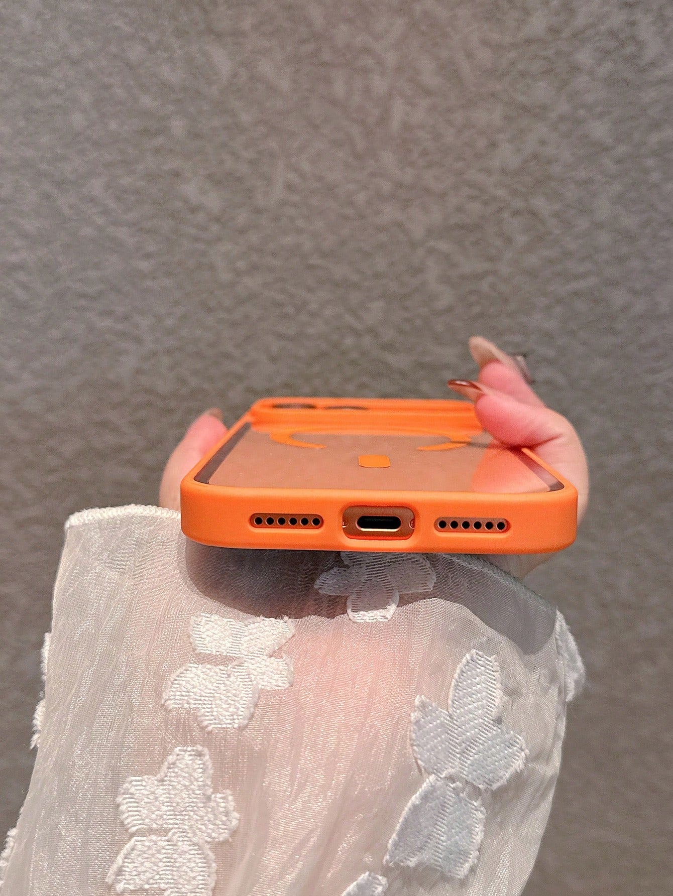 Minimalist Magnetic Thick Orange Edged Transparent Phone Case Compatible With IPhone 17 Pro Max/17 Pro/17/17 Air/16 Pro Max/16/16 Pro/16 Plus/15/15 Pro Max/15 Pro/11/12/13/14 Pro Max/11 Pro Max/12 Pro