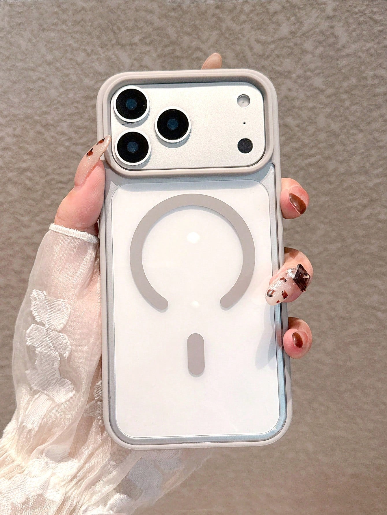 Minimalist Magnetic Thick Orange Edged Transparent Phone Case Compatible With IPhone 17 Pro Max/17 Pro/17/17 Air/16 Pro Max/16/16 Pro/16 Plus/15/15 Pro Max/15 Pro/11/12/13/14 Pro Max/11 Pro Max/12 Pro