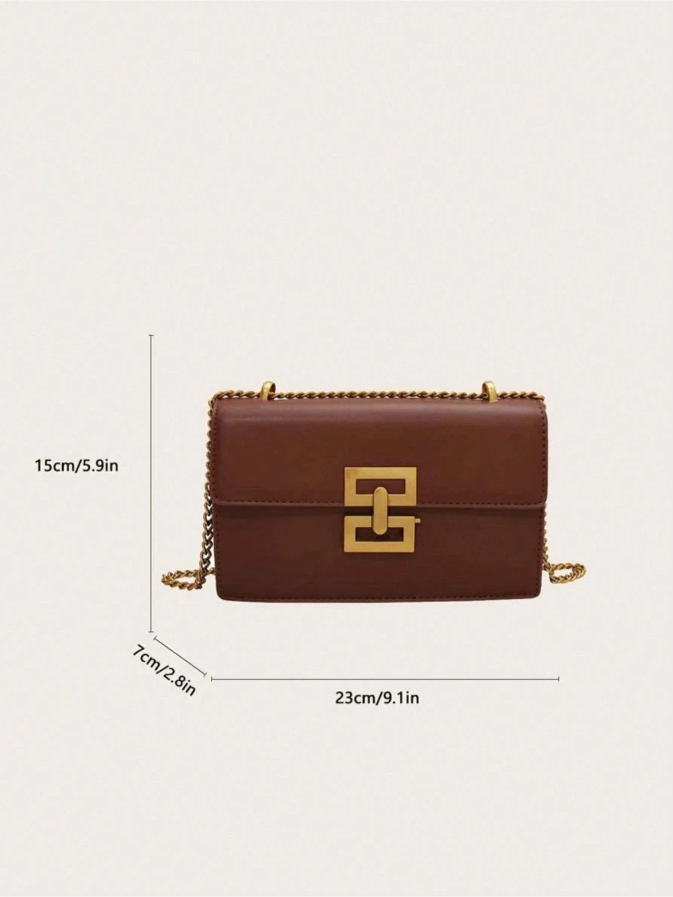 Minimalist Metal Decor Chain Shoulder Bag, Elegant PU Crossbody Bag, Flap Shoulder Bag, Women's Fashion Handbag & Phone Pouch